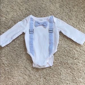 NEW Mudpie suspenders and bowtie onesie - 0-3 mo